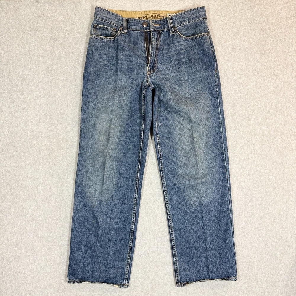 Y2K PLUGG Baggy Jeans Mens 32x32 Baggy Loose Hip Hop Wide Leg Faded 210097